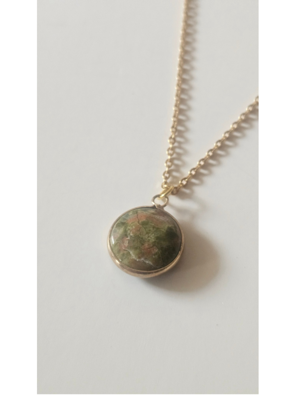 Unakite Gemstone Gold-plated Necklace